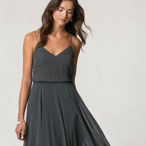 Jenny Yoo Inesse Dress, Storm Charcoal, Size 6